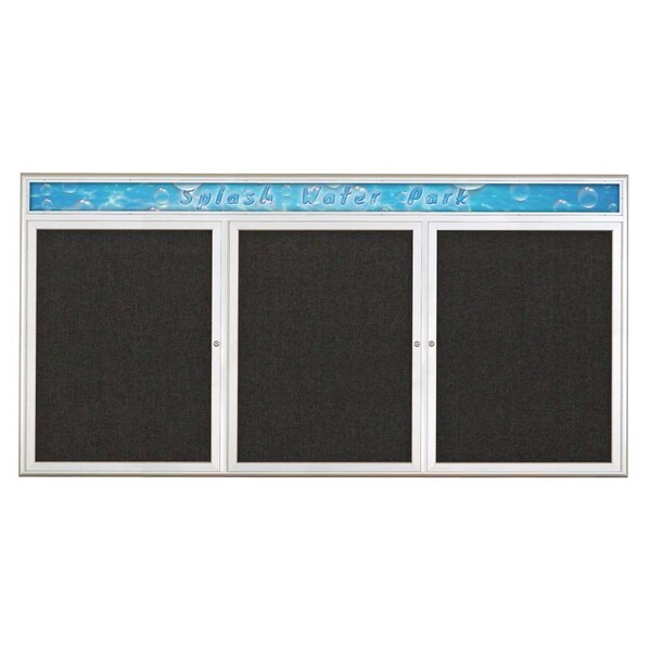 Triple Door Radius Corkboard With Header