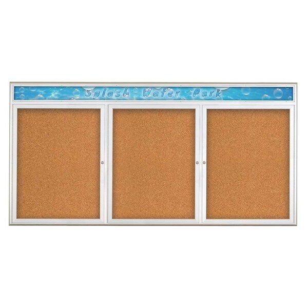 Triple Door Radius Corkboard, Header, 96