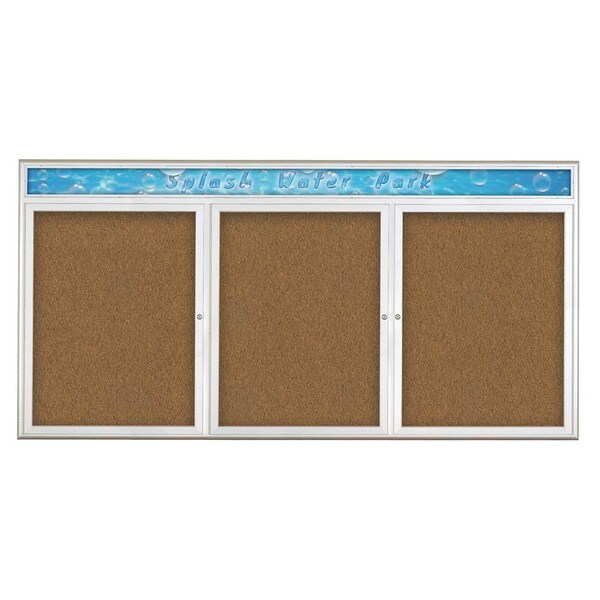 Triple Door Radius Corkboard, Header, 96