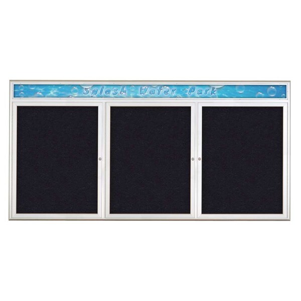 Triple Door Radius Corkboard With Header
