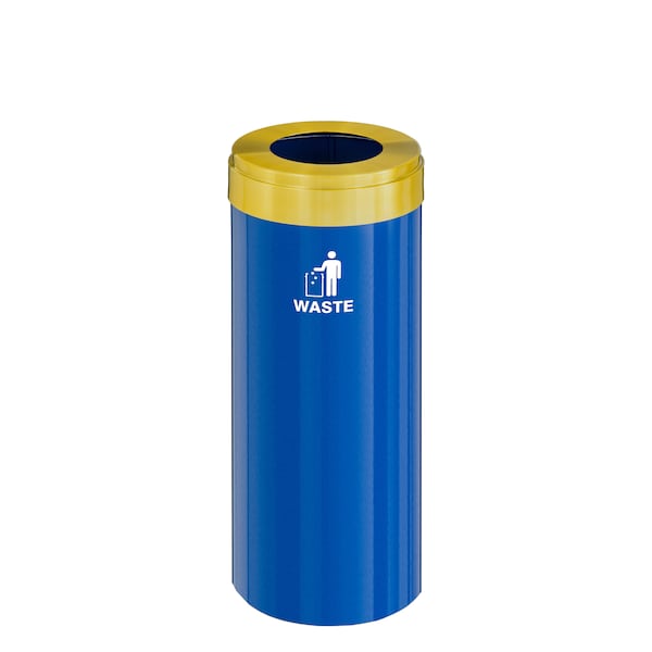 Waste Receptacle, No Liner, 15 gal., Blue/S