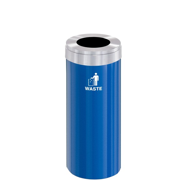 Waste Receptacle, No Liner, 15 gal., Blue/S