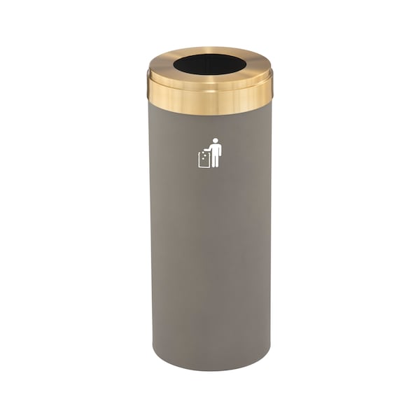 Waste Receptacle, No Liner, 15 gal., Nickel
