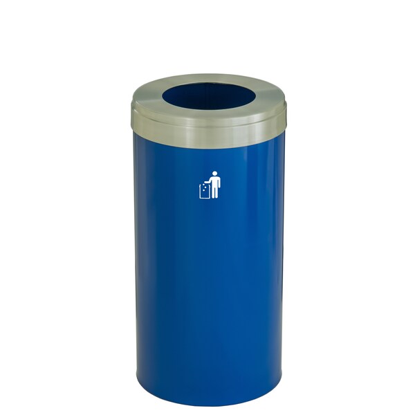 Waste Receptacle, Liner, 16 gal., Blue/Silv