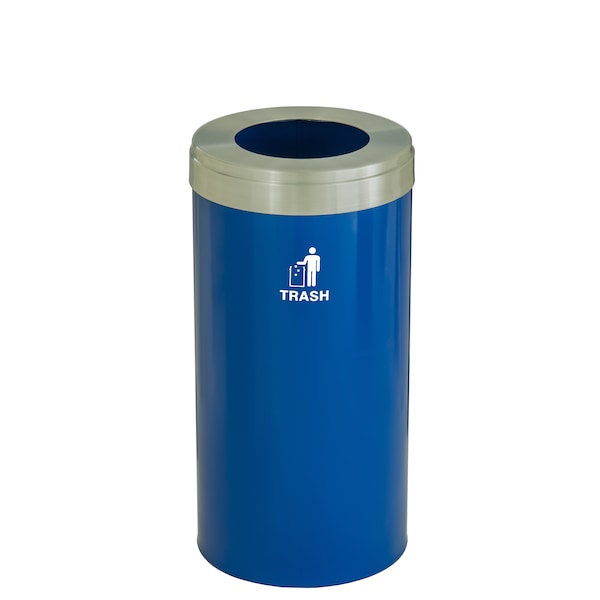 Waste Receptacle, Liner, 16 gal., Blue/Silv