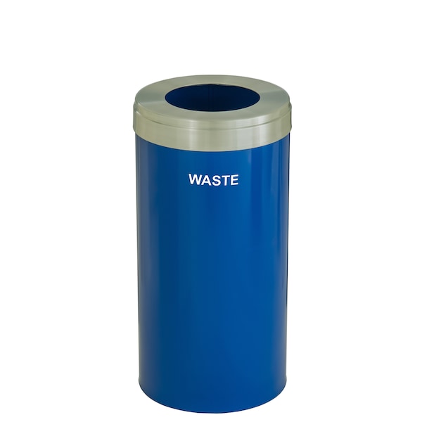 Waste Receptacle, Liner, 16 gal., Blue/Silv