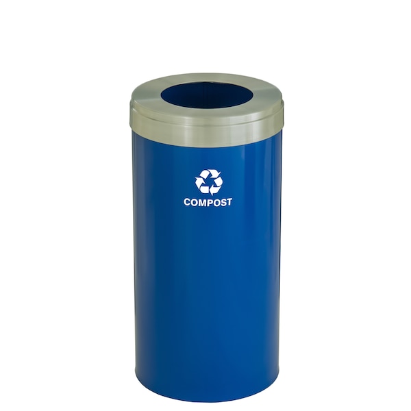 Waste Receptacle, Liner, 16 gal., Blue/Silv