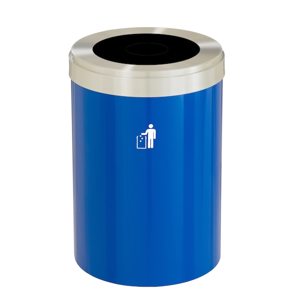Waste Receptacle, Liner, 33 gal., Blue/Silv