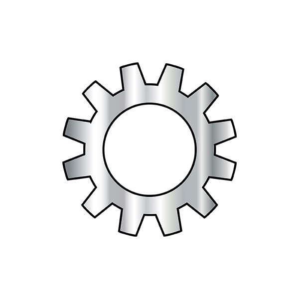 External Tooth Lock Washer, For Screw Size #4 Stainless Steel, Plain Finish, 10000 PK