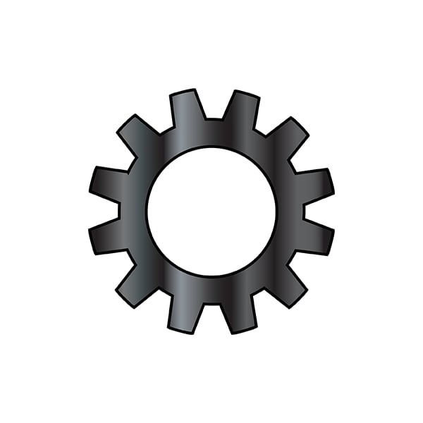External Tooth Lock Washer, For Screw Size #10 Spring Steel, Black Zinc Finish, 10000 PK