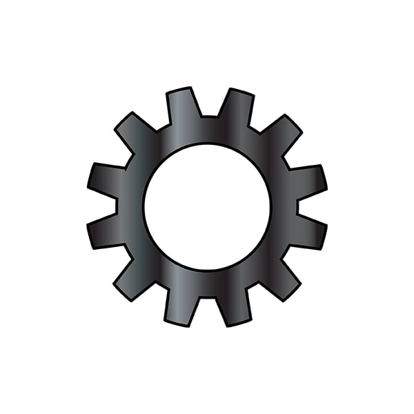External Tooth Lock Washer, For Screw Size #10 Spring Steel, Black Oxide Finish, 10000 PK