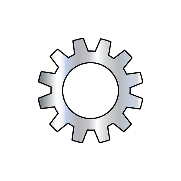 External Tooth Lock Washer, For Screw Size #10 Spring Steel, Zinc Plated Finish, 10000 PK