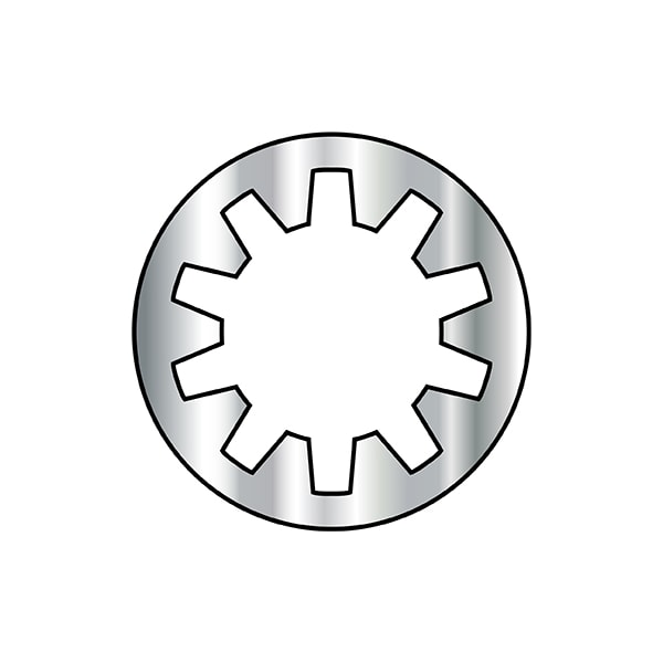 Internal Tooth Lock Washer, For Screw Size #6 Spring Steel, Zinc Plated Finish, 10000 PK