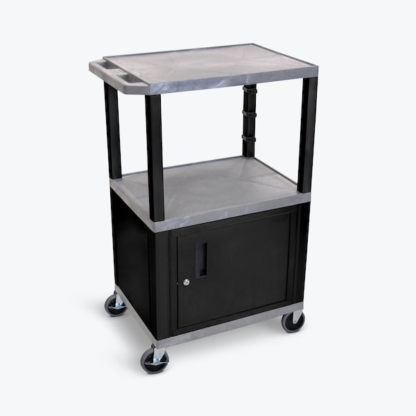 AV Cart - 42"H - Three Shelves with Cabinet and Drawer