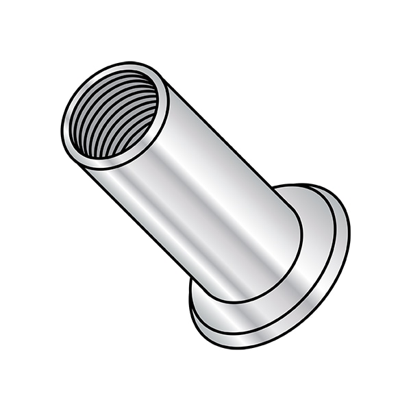 Rivet Nut, M6-1.00 Thread Size, 130.05 mm - 130.81 mm Flange Dia., 16.62 mm - 17.38 mm L, Aluminum
