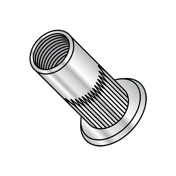 Rivet Nut, 5/16"-18 Thread Size, 0.660 in - 0.670 in Flange Dia., .835 in - .865 in L, Aluminum
