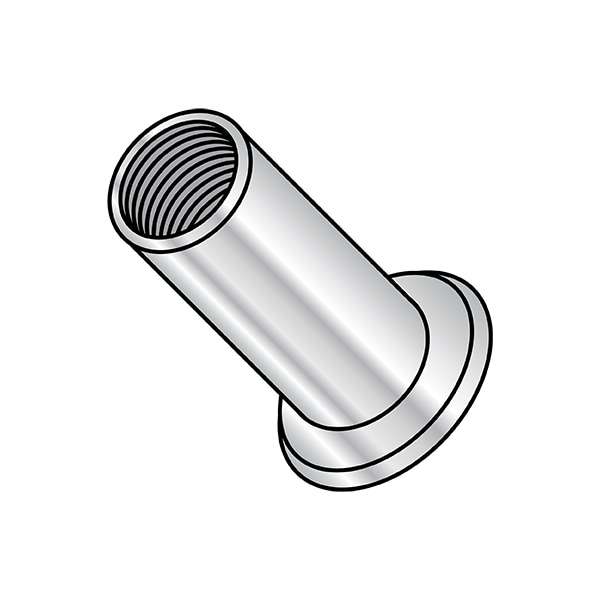 Rivet Nut, 5/16"-18 Thread Size, 0.655 in - 0.665 in Flange Dia., .735 in - .765 in L, Aluminum