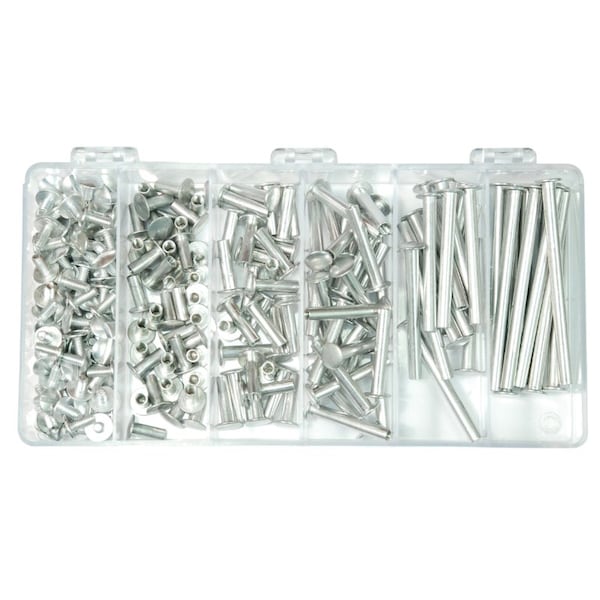 Bind Post Barrel/Screw 240pc Stl Znc Kit, Steel, Zinc Plated Finish