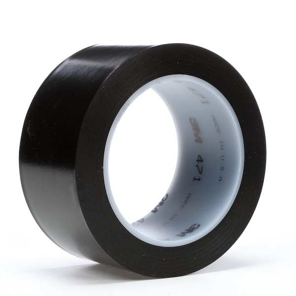 Vinyl Tape, 3" x 36 yd, 5.2 mil, Blk, PK12