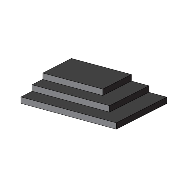 Foam Sheet, Closed Cell, 12 in W, 12 in L, 1/16 in Thick, Black