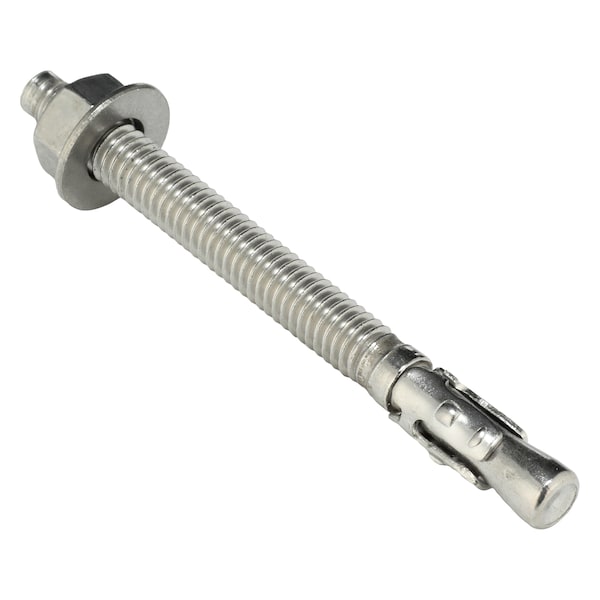Wedge Anchor, 5/16" Dia., 3-1/2" L, 18-8 Stainless Steel Plain, 25 PK