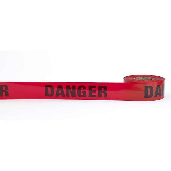 Barricade Tape Polyethylene Red, 3" W x 300 ft. L, 3 mil Thick