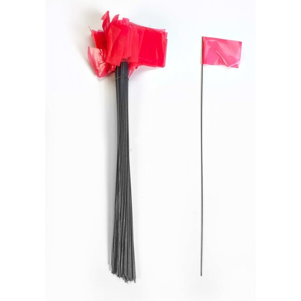 2.5X3.5X30" Wire Marking Flags, Glo Pink 1000C