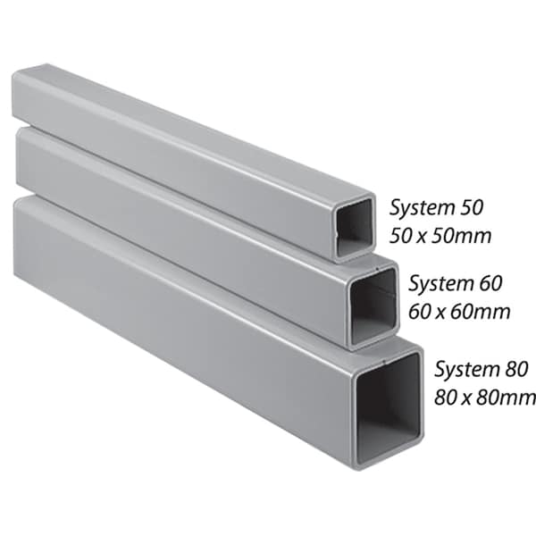 COMPACT Series 4 Tubes, 991x80x80mm, Lt Gray, Steel