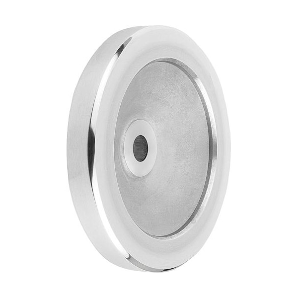 Disc Handwheel Diameter D1= 100 mm, Reamed Hole D2= 12 mm, Aluminum, Without Grip