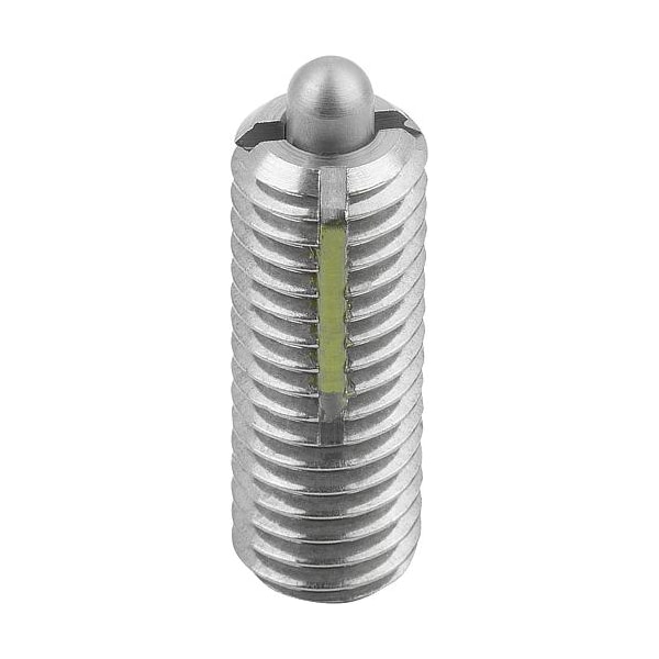 Spring Plunger Standard Spring Force, Long-Lok D=M12 L=28, Body & Pin Stainless Steel