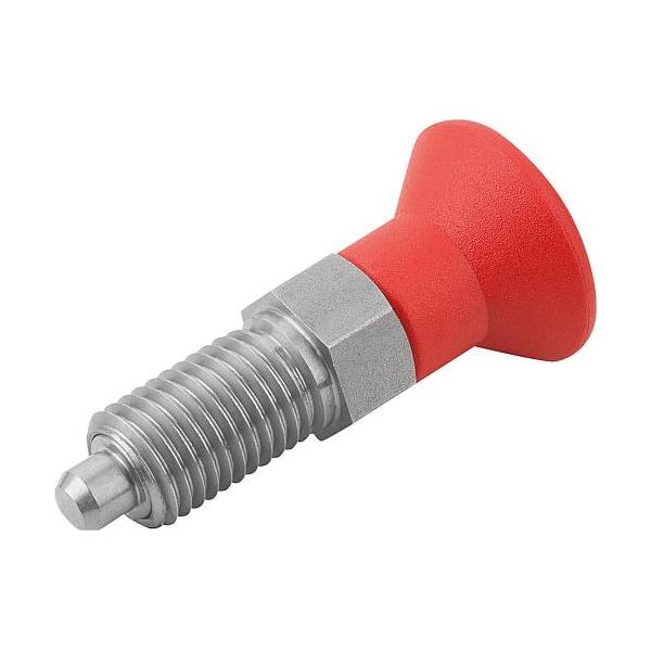 Indexing Plunger Red D1= M20X1, 5, D=12, Style A, Non-Lockout wo Locknut, Stainless Steel Hardened