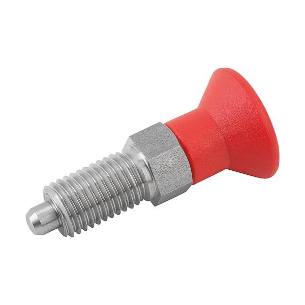 Indexing Plunger Red D1= M20X1.5 D=10, Style A, Non-Lockout wo Locknut, Stainless Steel Not Hardened