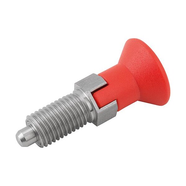 Indexing Plunger Red D1= M16X1.5 D=8, Style C, Lockout Type wo Locknut, Stainless Steel Not Hardened