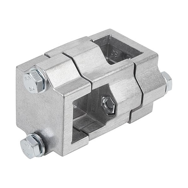 Tube Clamp 4-Way Flat Aluminum, Square, Comp: Steel, A=1.5", B=1.5"