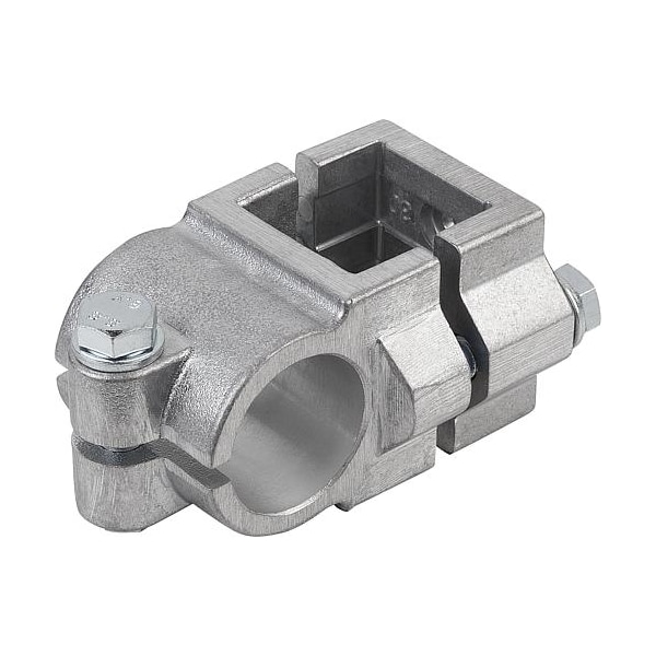 Tube Clamp 4-Way Flat Aluminum, For Round And Square Tubes, Comp: Steel, A=1", B=1"