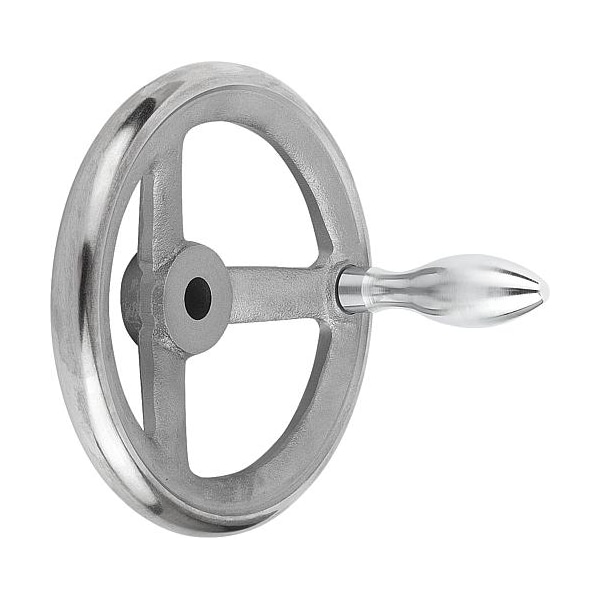 Handwheel, DIN 950, D1= 315 mm, Bore D2= 0.875", Gray Cast Iron, Machine Handle Fixed, Steel