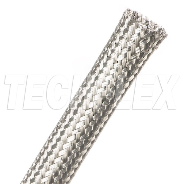 Braided Cable Sleeve, 25/32 in Inside Dia., 50 ft, Copper, Silver