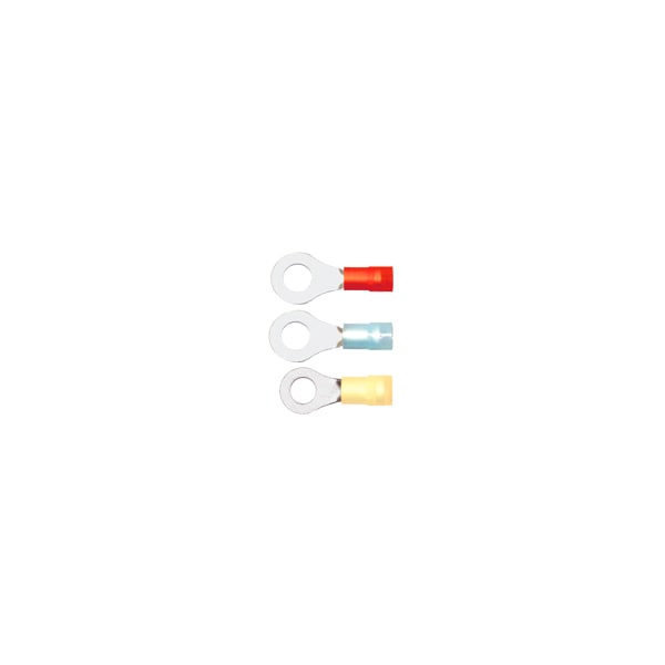 Ring Terminal, 3/8 in Stud Size, 14 AWG, 600 V, Nylon Insulated, Blue, Crimp Termination Only