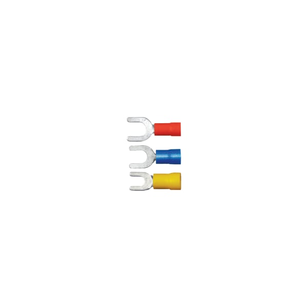 Fork Terminal, #10 Stud Size, 10 AWG, 600 V, PVC Insulated, Yellow, 1000 PK