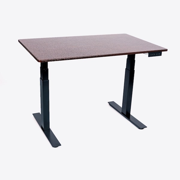 48 in  3-Stage Dual Motor Electric Stand Up Desk - Black / Dark Walnut