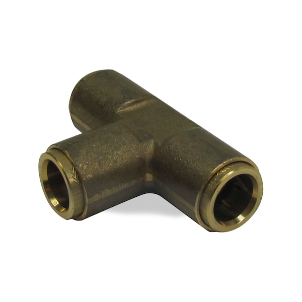 Union Tee, Push-Lock, Brass, 3/8" Tube