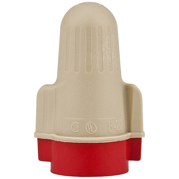 Twist-On Wire Connector, 8 AWG Max, Red, Tan, Polypropylene, Thermoplastic Elastomer Insulation