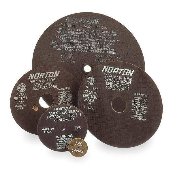 Abrasive Cut-Off Wheel, Type 1, 6 in Dia, 0.0625 in Thick, 1 1/4 in Arbor Hole Size, Aluminum Oxide