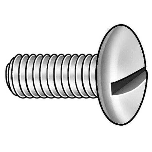 #10-32 x 1 in Slotted Truss Machine Screw, Zinc Plated Steel, 100 PK