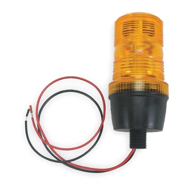 Warning Light, Amber, Strobe Tube, 12 to 80V DC, 72 FPM, 2 3/4 in Dia., (M) 1/2 in NPT