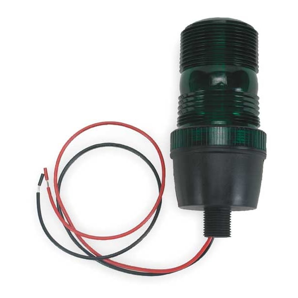 Warning Light, Green, Strobe Tube, 12 to 80V DC, 72 FPM, 2 3/4 in Dia., (M) 1/2 in NPT