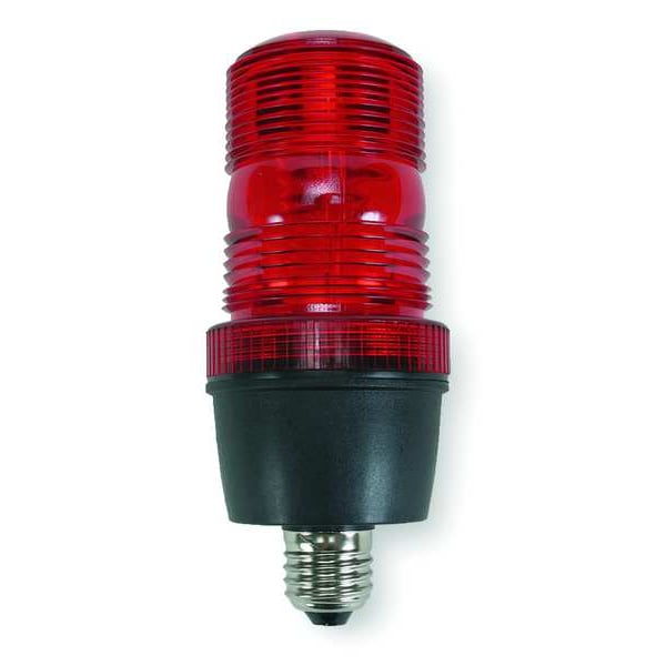 Warning Light, Red, Strobe Tube, 120V AC, 72 FPM, 2 3/4 in Dia., Edison A19 Screw-in
