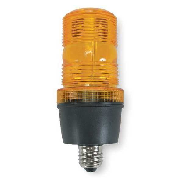 Warning Light, Amber, Strobe Tube, 120V AC, 72 FPM, 2 3/4 in Dia., Edison A19 Screw-in