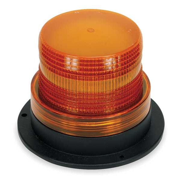Warning Light, Amber, Strobe Tube, 12 to 80V DC, 72 FPM, 5 in Dia., Surface