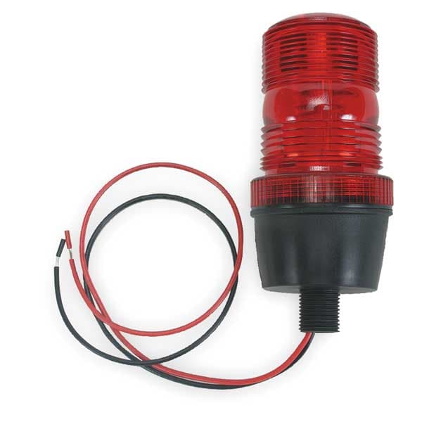 Warning Light, Red, Strobe Tube, 12 to 80V DC, 72 FPM, 2 3/4 in Dia., (M) 1/2 in NPT
